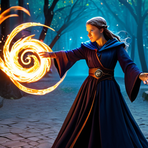 Home 8 A professional female spellcaster, fully clothed in modest, practical arcane robes, appropriate attire, posing dynamically, unleashing a swirling vortex of elemental magic (ice and fire energy intertwining) from her hands, demonstrating efficient spellcasting. She is in a lush, vibrant fantasy training ground with glowing arcane symbols on the ground, indicating a powerful magical area. Professional studio lighting, cinematic composition, high detail, perfect anatomy, correct proportions, natural pose, well-formed hands, proper finger count, natural body proportions, safe for work, appropriate content, fully clothed, modest, family-friendly.