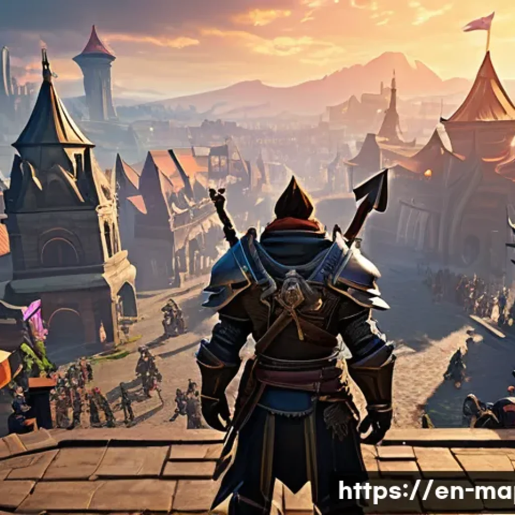 메이플스토리 사냥터 포화 시간대 - A vibrant MMORPG hunting ground scene during peak hours, crowded with diverse players in colorful ar...