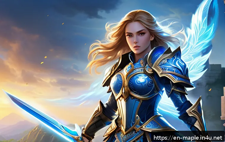 메이플스토리 링크 스킬 강화 우선순위 - A dynamic fantasy RPG character portrait featuring a powerful female warrior inspired by Adele from ...